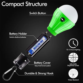 LED Portable Tent Light 4 pcs Carabiner Camping Emergency Light-Hiking Fishing Power Outage