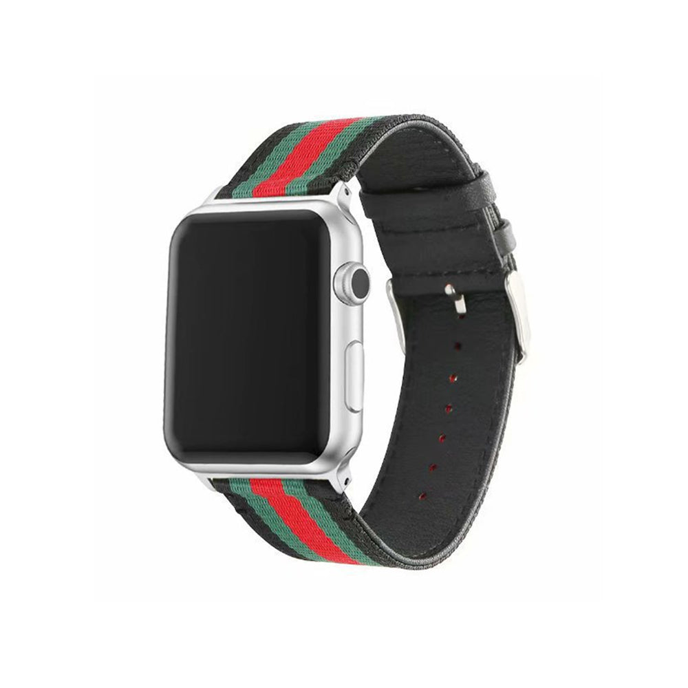 Fashion Braided Pattern PU Leather Watch Band Microfiber Design For Apple Watch SE/6/5/4/3/2/1(Black)