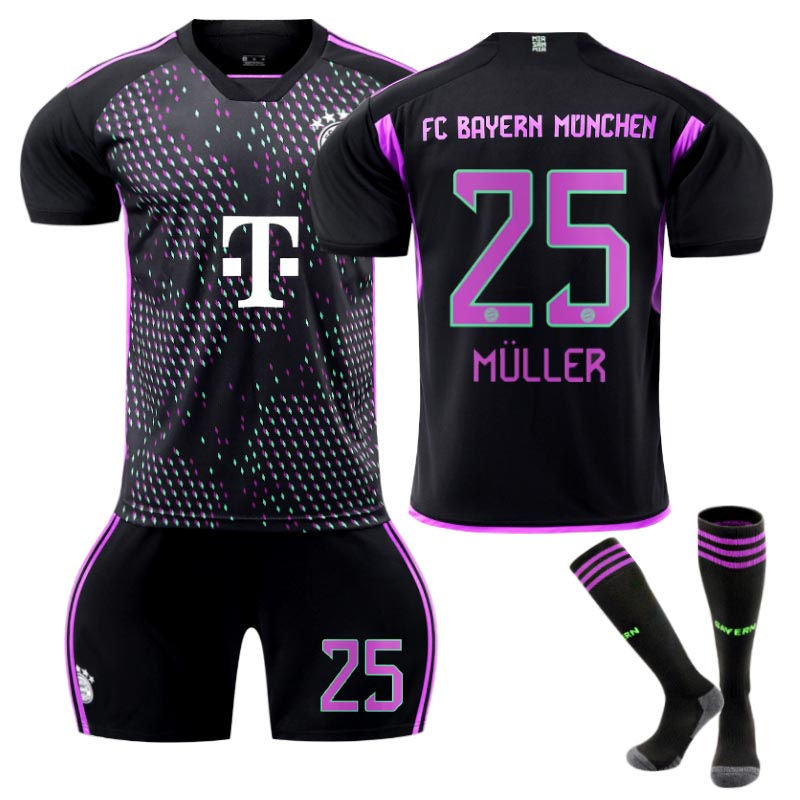 Bayern Away Jersey MULLER #25 Soccer Jersey Kids Adult 3-Pieces Jersey Kits