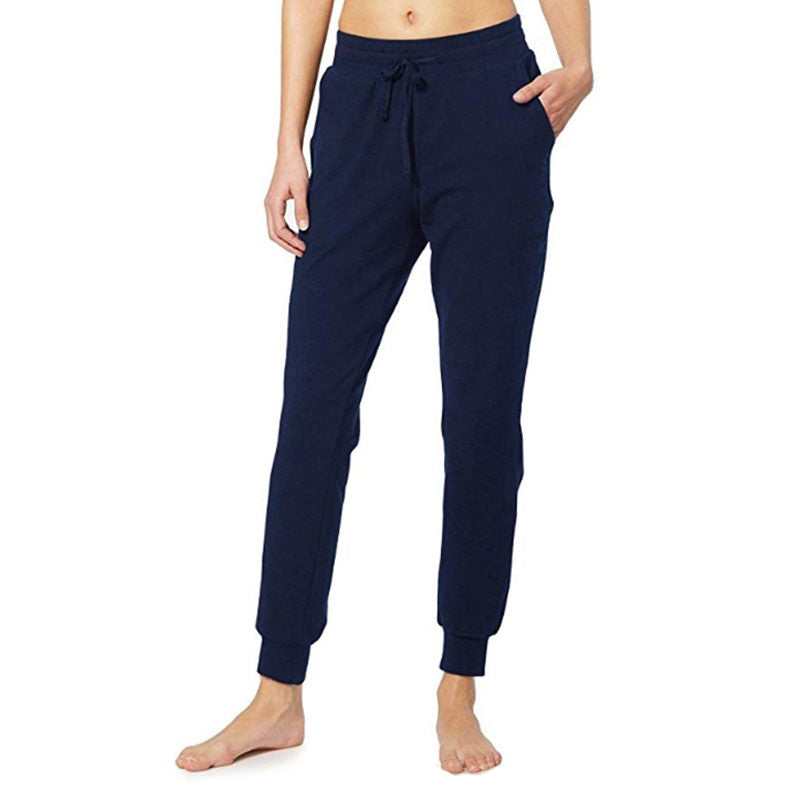 Womens Yoga Jogging Pants Cotton Casual Sports Pants-DarkBlue