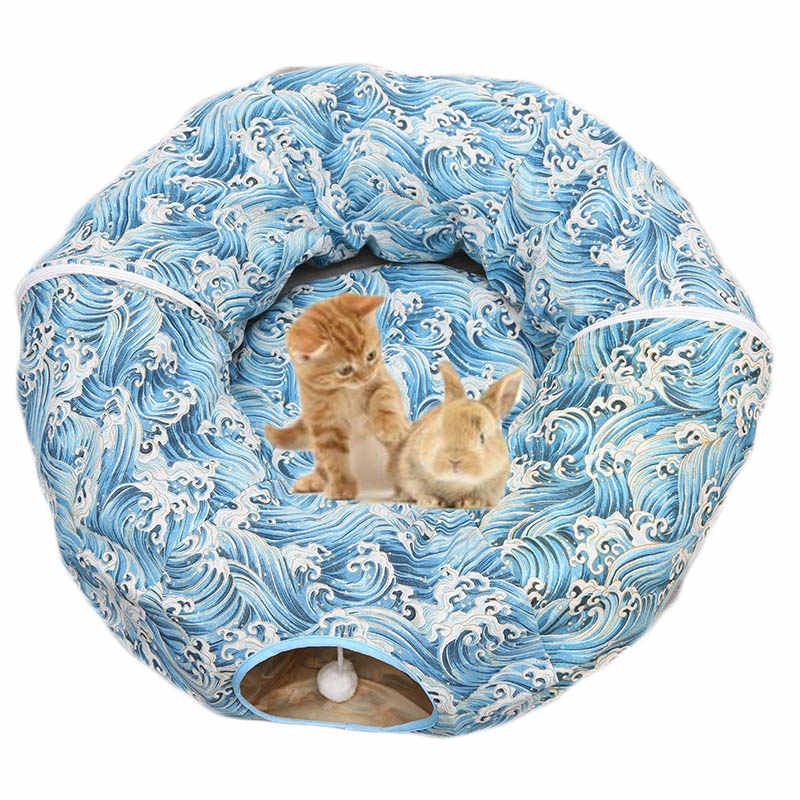 Cat Tunnel Soft Bed with Central Mat Foldable Toy-Water Ripples