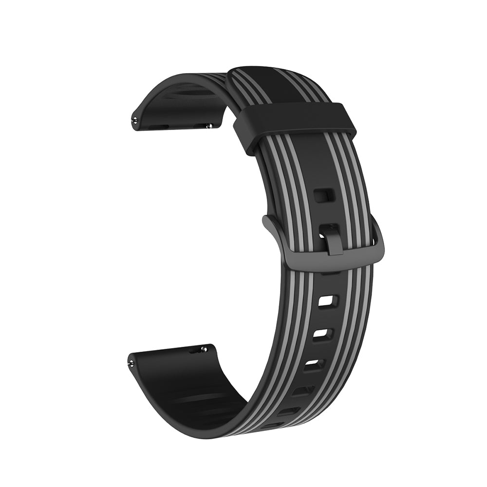 Silicone Band Striped Watch Band For Samsung Galaxy Watch 42/46mm Gear S3 Frontier/Classic(Black Gray)