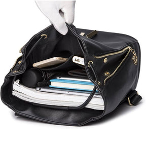 Fashion PU Leather Women Backpack Anti-theft Travel Bag-DarkBlue