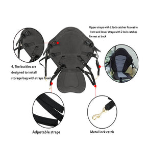 Kayak Cushion with High Backrest Storage Pocket Detachable Paddle-Board Seat for Rowboats
