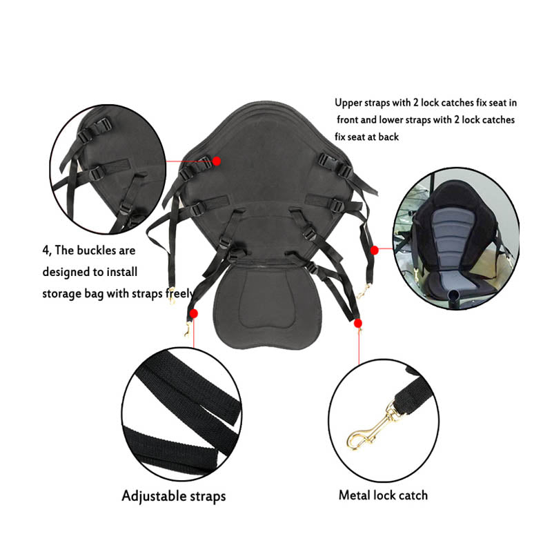 Kayak Cushion with High Backrest Detachable Paddle-Board Seat for Rowboats