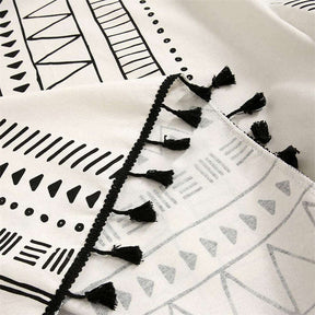 2 Panels Cotton Linen Semi Blackout Grommet Curtains with Tassels-3Black