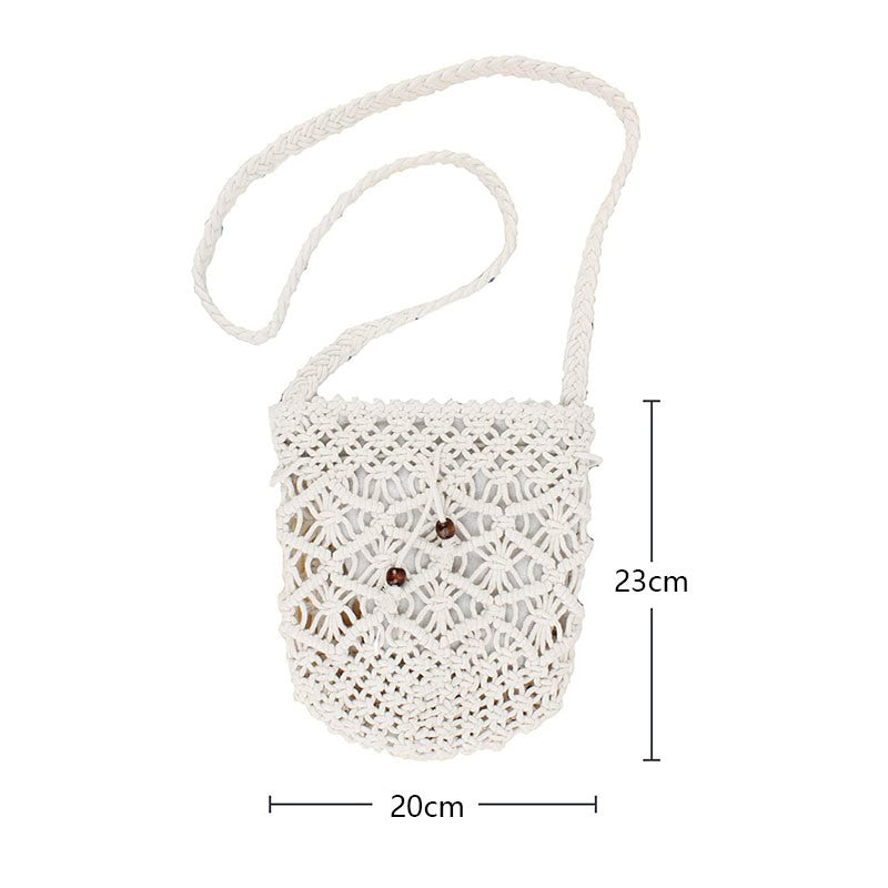 Womens Hand Woven Crossbody Bag Beach Casual Shoulder Bag-White