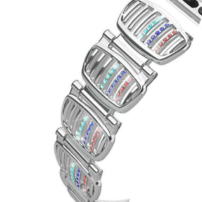 BM White Diamond + Color Diamond Apple Watch Band Stainless Steel Wristbands for Apple IWatch Series 1/2/3/4/5/6/SE For Women-Silver