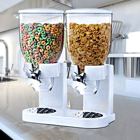 Dry Food Cereal Control Convenient Storage Dual Control White