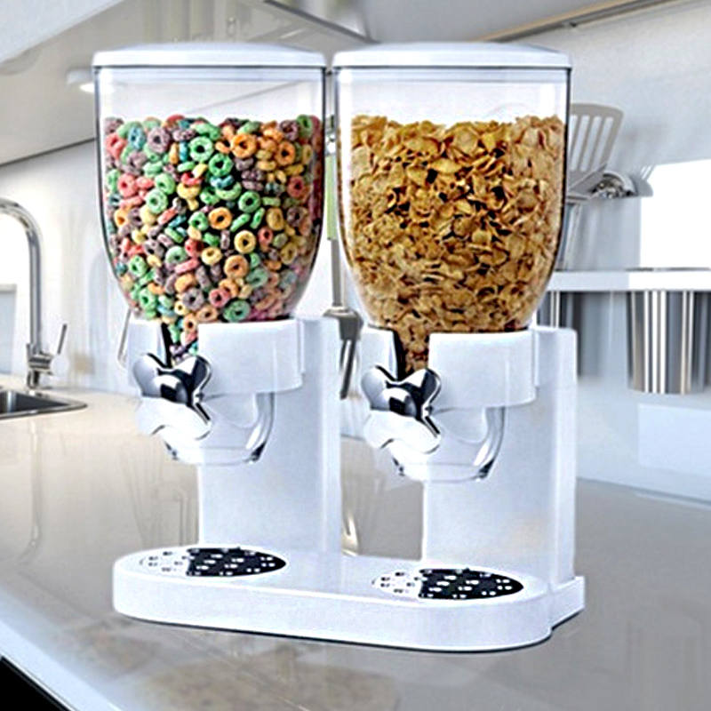 Dry Food Cereal Control Convenient Storage Dual Control White