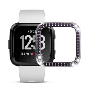 Double Row Diamond Bling Case For Fitbit Versa Cover-Grey