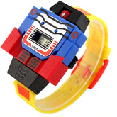 Kids Digital PU Watch Transformers Bumblebee Cartoon Wristwatch-Yellow