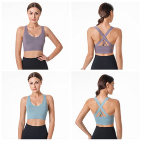 2 Pcs High Impact Sports Bra Medium Support Quick Dry Athletic Vest-Set3