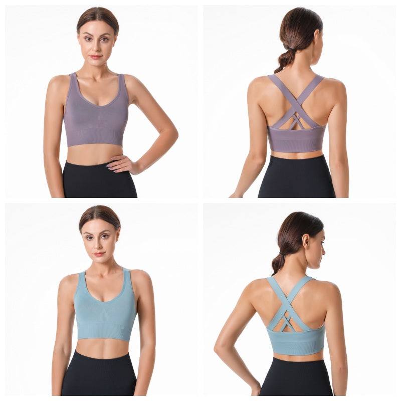 2 Pcs High Impact Sports Bra Medium Support Quick Dry Athletic Vest-Set3