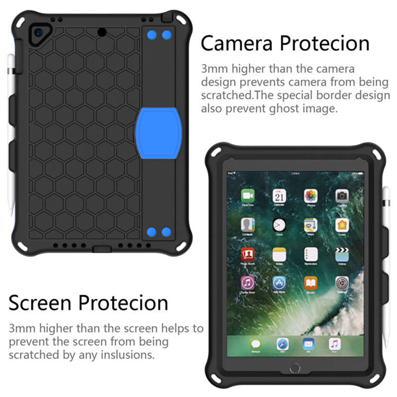 Hive iPad Case For iPad 5/6/Pro 9.7/iPad9.7 Durable Stand Cover With Shoulder Strap-BlackBlue