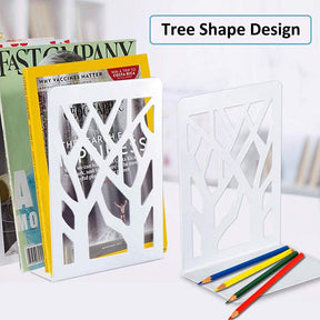 1 Pair Metal Bookends Decorative Bookends for Heavy Books Book Shelf Holder Home Decorative -White