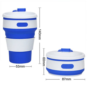 2 Pack 350ml Silicone Collapsible Travel Mug with Lid-Green Blue