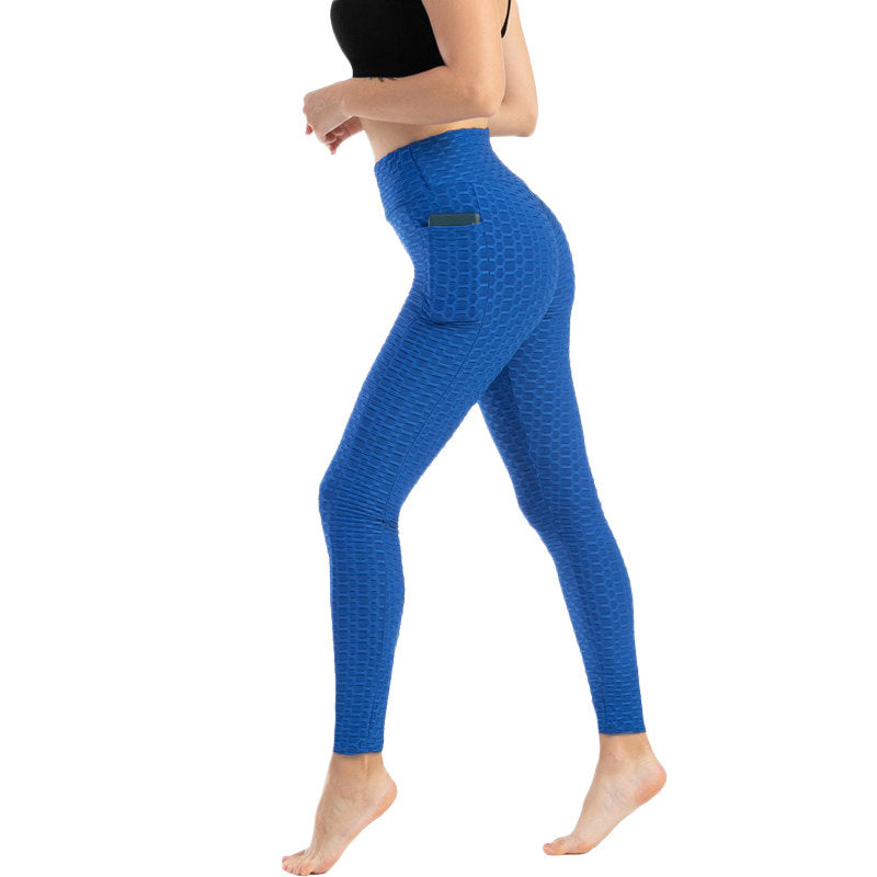 Womens Leggings Ruched Butt Lifting Stretchy Tights with Pockets-Royal Blue