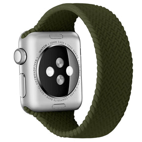 Soft Silicone Solo Loop Braided Wristbands Replacement Strap for iWatch Series SE/6/5/4/3/2/1-OliveGreen