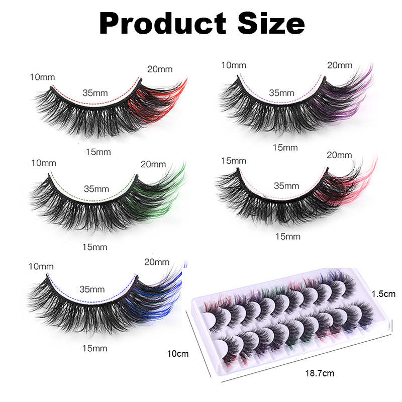 Cat Eye Colorful False Eyelashes Reusable Lash for Cosplay Festival