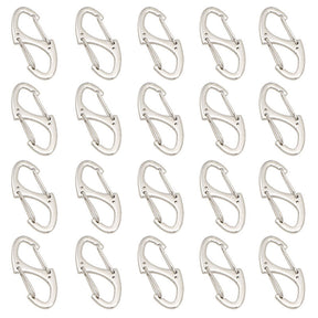 20 Pcs Upgraded Small Carabiner Clip Dual Wire Gate Snap Hook Keychain-Silver