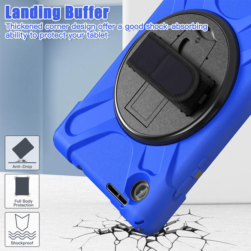 Tablet Case Heavy Duty with Swivel Stand for Lenovo Tab M8 4th Gen-Blue