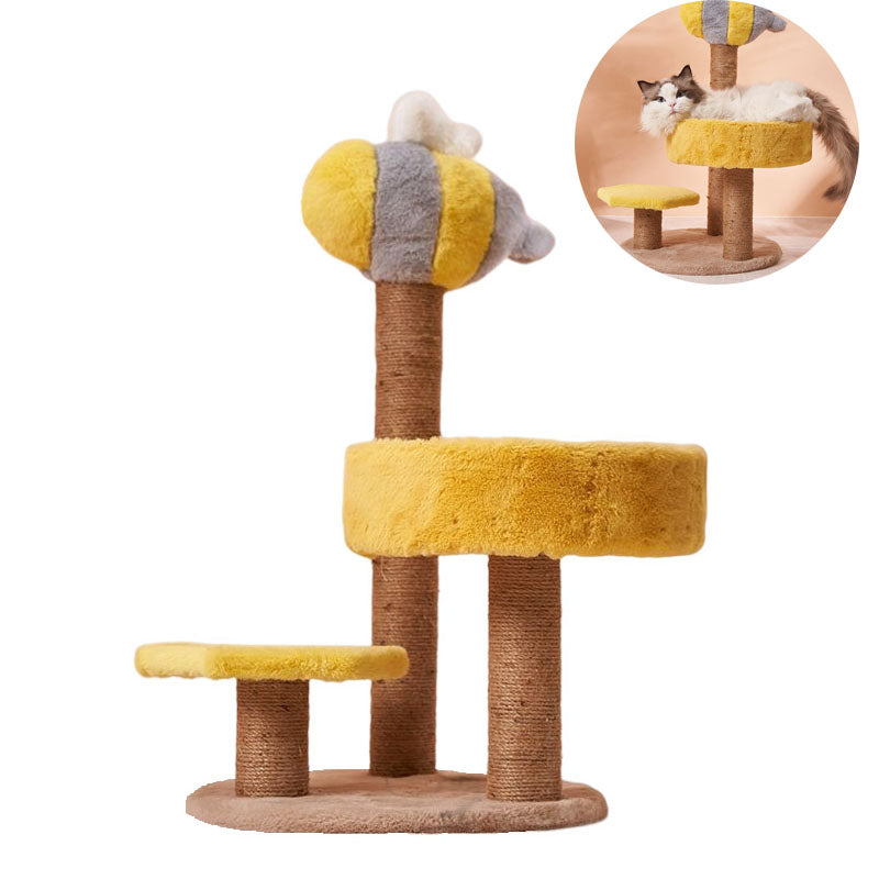 Bee Cat Tree for Indoor Cats Tower Sisal Scratching Post