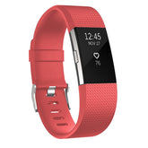 Replacement Strap For Fitbit Charge 2 Silicone Adjustable Sports Wristband-Orange Red