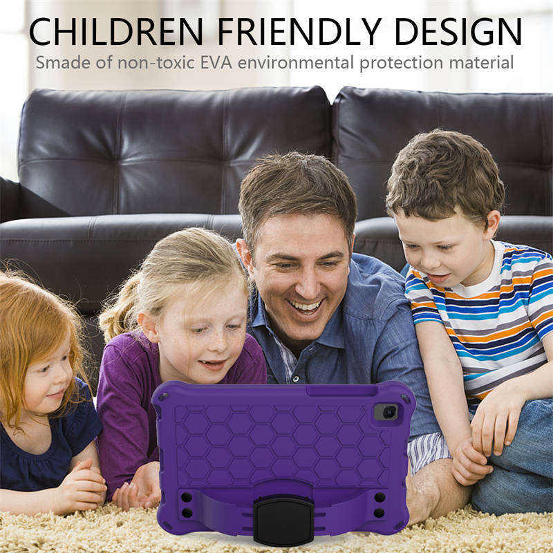 Hive Tablet Case For SamSung Tab A7 Lite 8.7(T220/T225) 2021/Tab A8 (P200/P225) 2019 Durable Stand Cover With Shoulder Strap-PurpleBlack