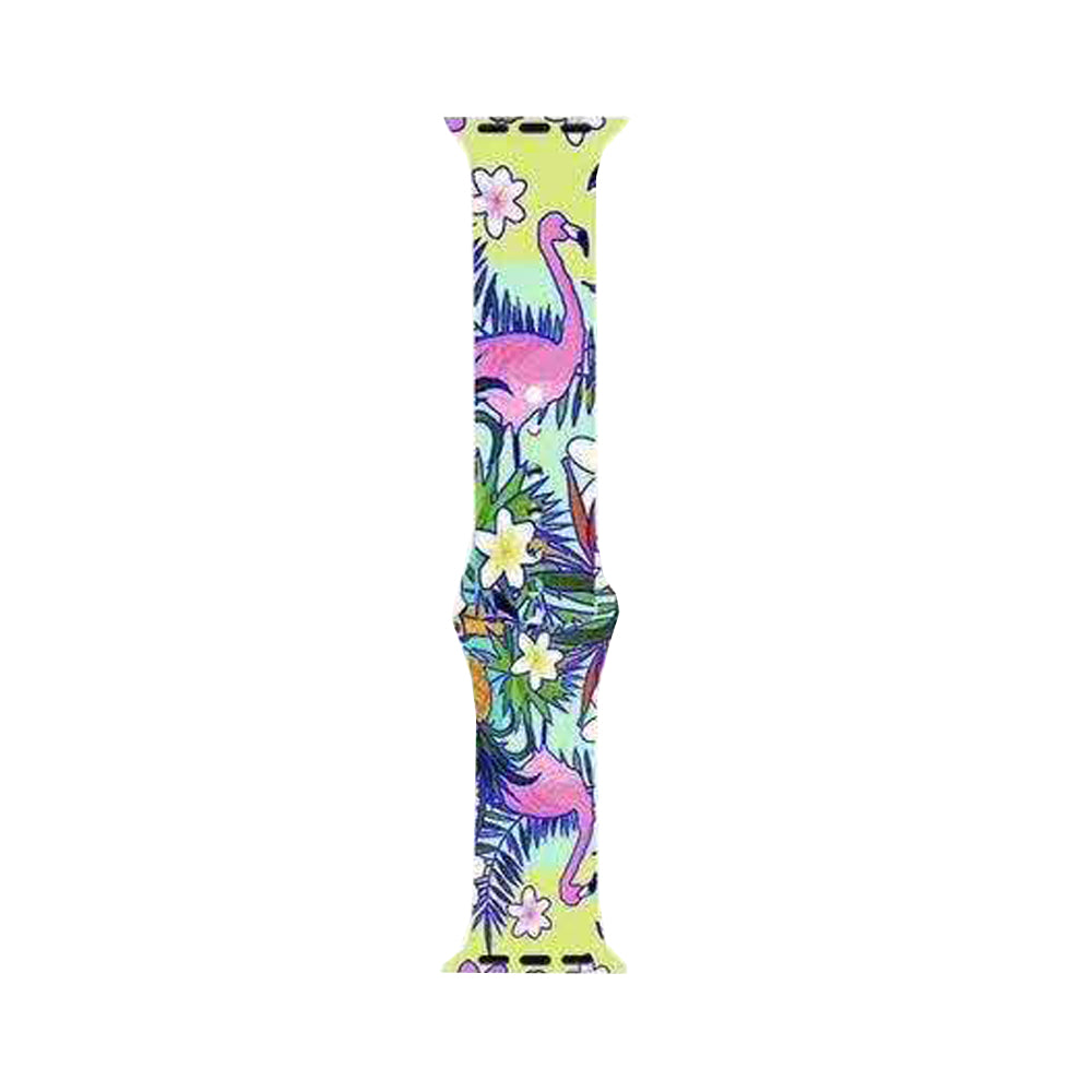 Color Printing Silicone Watch Band For Apple Watch SE/6/5/4/3/2/1(Flamingo)