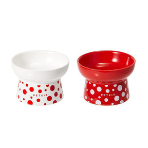 2Pcs Ceramic Raised Cat Food Bowls Elevated Food and Water Bowls Set