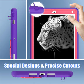 Tablet Case Rugged with Kickstand for iPad 6th/5th Generation 2018/2017-PurpleRosered