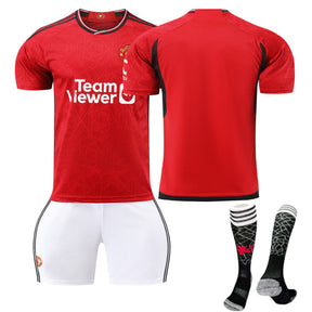 Red Devil Man Utd Home Jersey 2023/2024 Soccer Sportswear Set