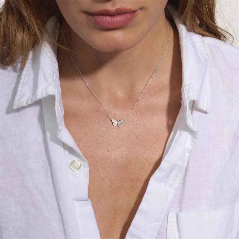 Dainty Butterfly Pendant Necklaces for Women-Silver