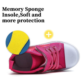 High Top Sneakers for Toddler Girls with Color Change Sequins-Rose Red