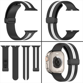 Silicone Bicolor Band with Magnetic Folding Buckle for Apple Watch-4