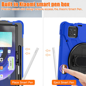 Onepiece Tablet Case for Xiaomi Pad 6 Rugged Lightweight Cover with Handle Strap Shoulder Strap-Blue