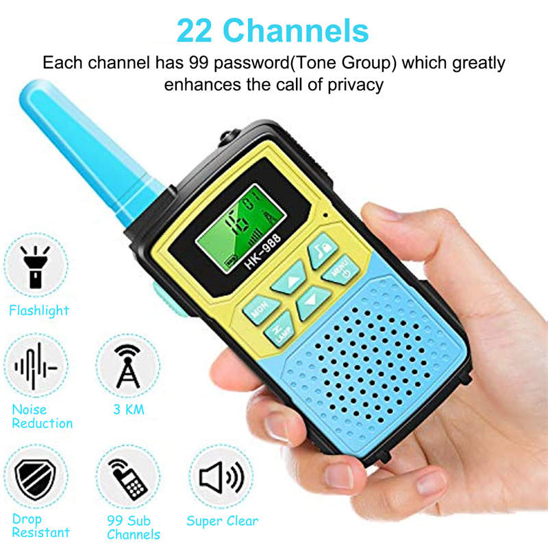 3 Pcs Kids Handheld Walkie Talkies 3 km Long Range for 3-12 Year