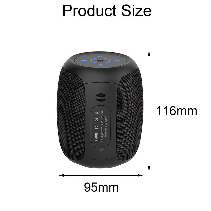 Wireless Bluetooth Speaker Subwoofer Big Volume IPX7 Waterproof Portable for Outdoor-Black