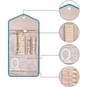 Home & LivingTravel Jewelry Organizer Roll Foldable Jewelry Case for Rings Necklaces - Sky Blue