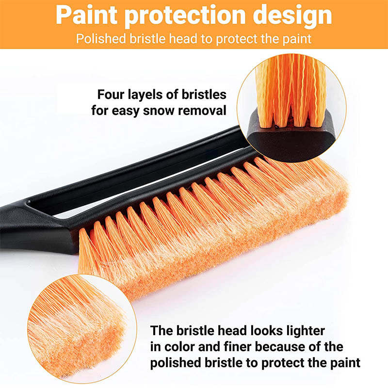 2 in 1 Detachable Snow Brush Ice Scraper with Ergonomic Foam Grip for Cars Trucks-Orange