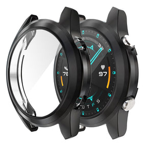 TPU Screen Protector Case For Huawei Watch GT2 42mm&46mm with HD Tempered Glass-Black