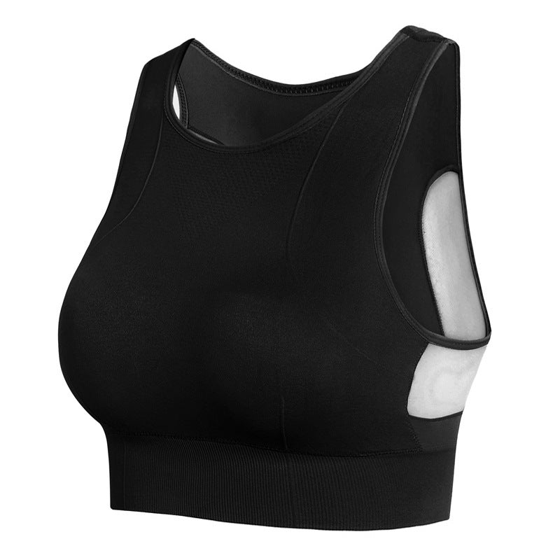 Longline Sports Bra with Removable Pads Racerback Tank Top-Black