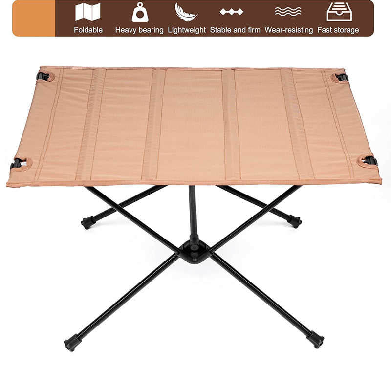 Lightweight Folding Camping Table Washable Fabric with Carry Bag-Beige