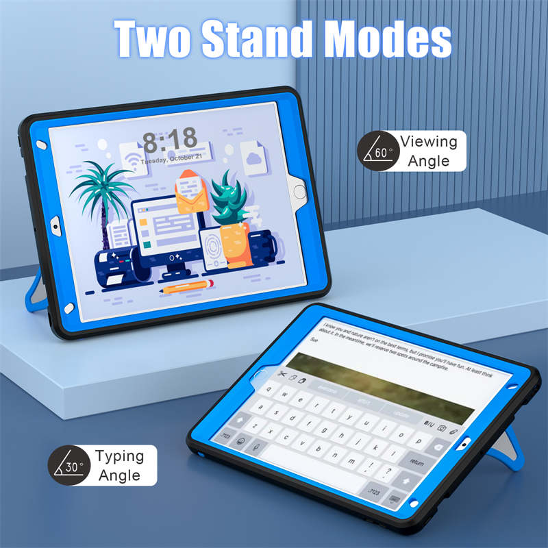 Tablet Case Kids Friendly with Pencil Holder for iPad 11 2020/2021/2022-BlackBlue