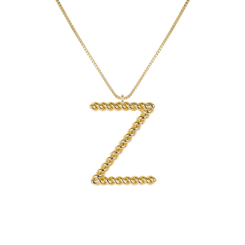 26 Alphabet Twisted Pendant Necklace Personalized Jewelry-Z