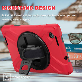 Tablet Case Heavy Duty with Swivel Stand for Lenovo Tab M8 4th Gen-Red
