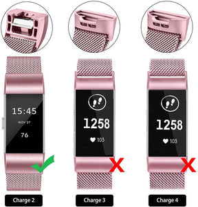 Stainless Steel Magnetic Strap For Fitbit Charge 2 Replacement Bracelets Milanese-Rose Pink