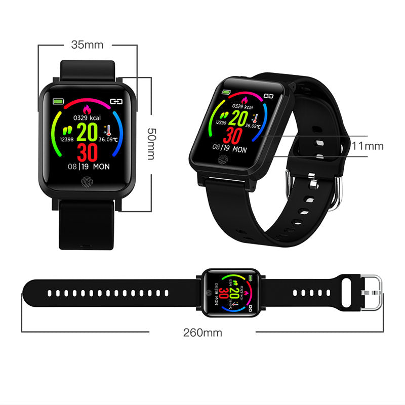 F29 HD Smart Watch with Temperature Heart Rate Blood Oxygen Monitor-Red