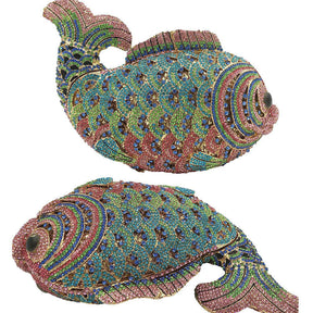 Mini Women Fish Evening Bags Crystal Clutch Purse Rhinestone Handbags with Chain-16A